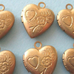 Vintage Antique Brass Heart Charms