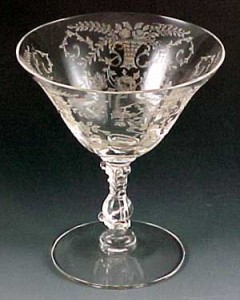 Vintage Etched Crystal Wine Glass
