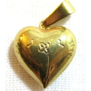 Vintage Brass Puffy Heart Charm