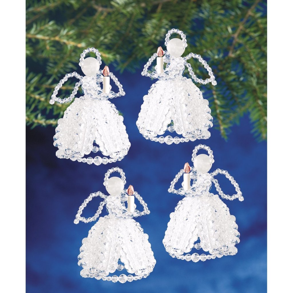 Beadery Holiday Beaded Ornament Kit, 4-Inch, Caroling Angels, Makes 4 Ornaments