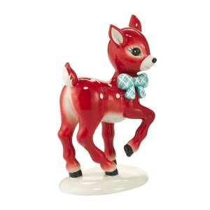 Department 56 Vintage Christmas Décor Line Reindeer Figurine, 6.5-Inch, Red