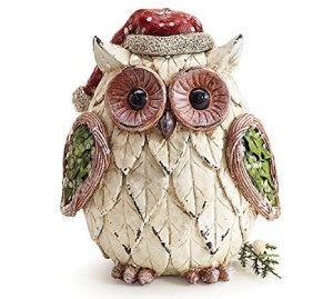 Christmas Owl Figurine with Santa Hat Adorable Holiday Decor