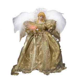 Kurt Adler 12-Inch Fiber Optic Gold Angel Tree Topper