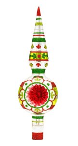 RADKO Shiny Brite Holiday Splendor 9.5" Finial Tree Top Glass Ornament