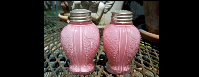 Vintage Pink Glass Salt and Pepper